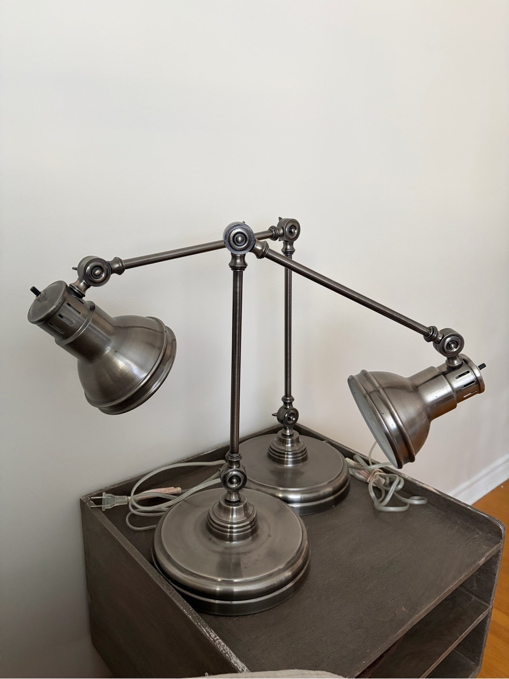 VINTAGE- style industrial articulated task table lamps, set of two
